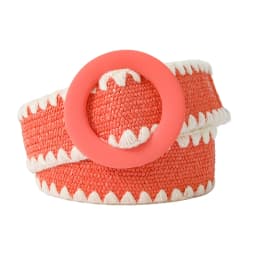 Women Fashion Belt Straw Woven Elastic Wide Strap with Matching Round Buckle