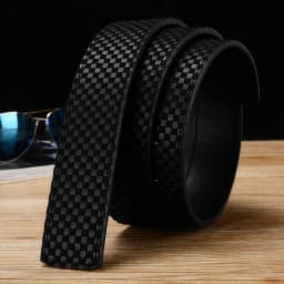 3.8cm Men's Casual Smooth Buckle Leather Belt with Letter Pattern No Head Strap Waist Belt Pants Belt from Mainland China