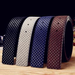 3.8cm Men's Casual Smooth Buckle Leather Belt with Letter Pattern No Head Strap Waist Belt Pants Belt from Mainland China