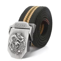 SupSindy Men Canvas Belt Luxury Dragon Metal Buckle Army Military Tactical Belts for Men Jeans Waistband Soldier Male Strap
