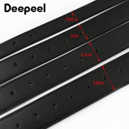 20-38mm Black Cowskin Belt Men No Buckle Belts Strip High Quality Business Waitband Pants Waist Strap Leather Craft Accessories