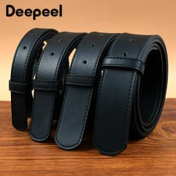 20-38mm Black Cowskin Belt Men No Buckle Belts Strip High Quality Business Waitband Pants Waist Strap Leather Craft Accessories