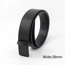 20-38mm Black Cowskin Belt Men No Buckle Belts Strip High Quality Business Waitband Pants Waist Strap Leather Craft Accessories