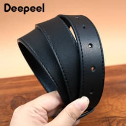 20-38mm Black Cowskin Belt Men No Buckle Belts Strip High Quality Business Waitband Pants Waist Strap Leather Craft Accessories
