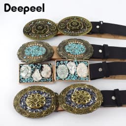 1Pc Deepeel 3.5*100/115cm Fashion Corset Wide Female Belt Alloy Smooth Buckle Belts with Stones Buckles Decorative Waistband
