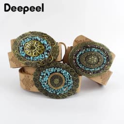 1Pc Deepeel 3.5*100/115cm Fashion Corset Wide Female Belt Alloy Smooth Buckle Belts with Stones Buckles Decorative Waistband