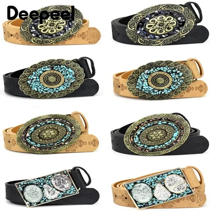 1Pc Deepeel 3.5*100/115cm Fashion Corset Wide Female Belt Alloy Smooth Buckle Belts with Stones Buckles Decorative Waistband
