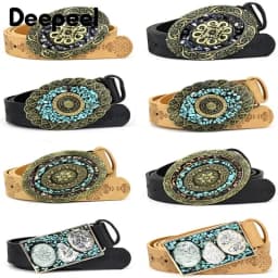 1Pc Deepeel 3.5*100/115cm Fashion Corset Wide Female Belt Alloy Smooth Buckle Belts with Stones Buckles Decorative Waistband