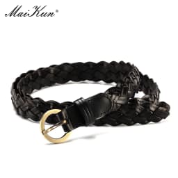 Maikun Fashion Ladies Woven Candy Belt Alloy Pin Buckle Women's Thin Belt