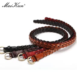 Maikun Fashion Ladies Woven Candy Belt Alloy Pin Buckle Women's Thin Belt