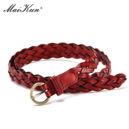 Maikun Fashion Ladies Woven Candy Belt Alloy Pin Buckle Women's Thin Belt