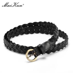 Maikun Fashion Ladies Woven Candy Belt Alloy Pin Buckle Women's Thin Belt