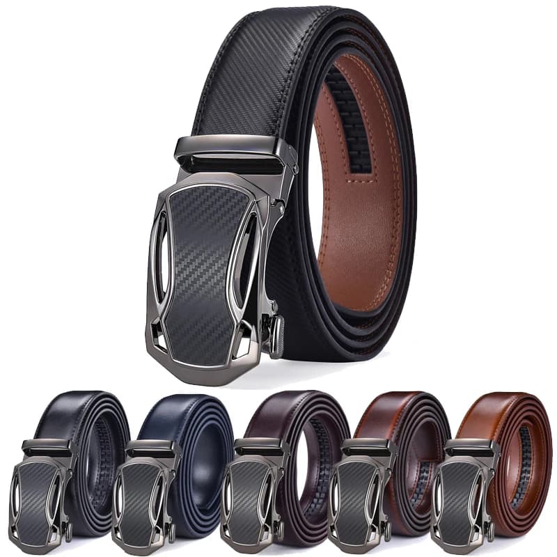 Men's Belt, Ratchet Belt Leather Dress 3.5cm Wide High-quality Sliding Belt Easy to Adjust Automatic Buckle