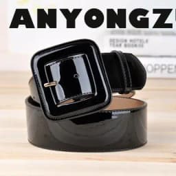 ANYONGZU Designers Brand Women Wide Genuine Cowhide Belt Bright Red Black High Quality Woman Waist Belts Dresses 100CM*4.7CM
