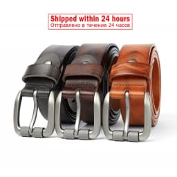 MEDYLA Fashion Men's Belt Top Natural Genuine Leather Sturdy Buckle Men Vintage Belt Suitable for Jeans Casual Pants Cummerbund