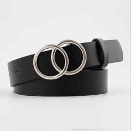 Double Ring Belts For Women Fashion Dress Jeans Belt PU Leather Metal Buckle Heart Pin Waist Belts Lady Girls Leisure Waistband