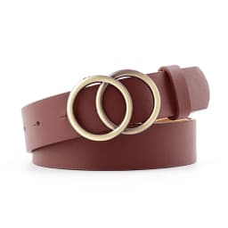 Double Ring Belts For Women Fashion Dress Jeans Belt PU Leather Metal Buckle Heart Pin Waist Belts Lady Girls Leisure Waistband