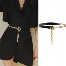 Women Long Metal Tassel Waist Belt PU Leather Adjustable Gold Silver Chain Belts Simple Coat Dress Decorative Waistband Girdle