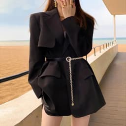 Women Long Metal Tassel Waist Belt PU Leather Adjustable Gold Silver Chain Belts Simple Coat Dress Decorative Waistband Girdle