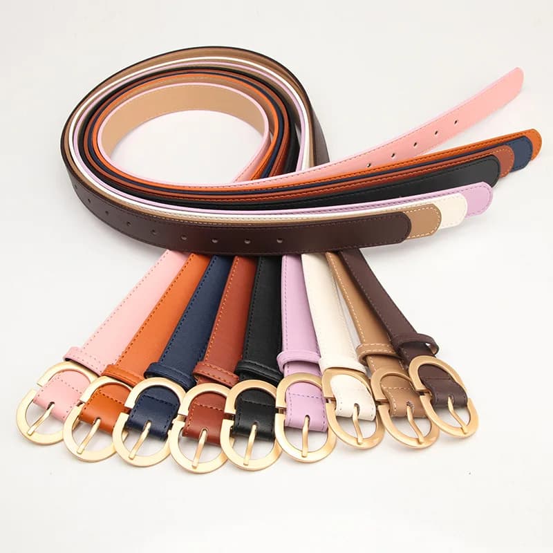 2.8x105cm Female Fashion Belt Simple Metal Buckle Belt for Women Black Suit Jeans Clothing Accessories White Black Red Purple