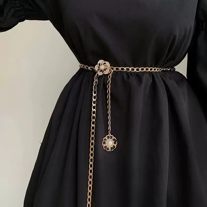 Fashion Tassel Metal Waist Chain for Women Belt Golden Color Waistband For Dress Skirt Decorative Girdles Strap Slim Body Chains