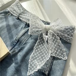 Sweet Lace Elastic Bow Tie Bohemian Waist Chain Belt for Women Fashion Sweater Chain Waist Seal Body Decor Accessories