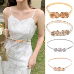 Gold Flower Shape Elastic belts For Women Girl Stretch Skinny Waist Belt Cummerbunds Metal Female Belt cinturon mujer cinto