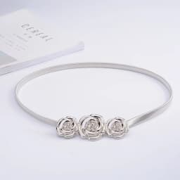Gold Flower Shape Elastic belts For Women Girl Stretch Skinny Waist Belt Cummerbunds Metal Female Belt cinturon mujer cinto