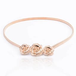 Gold Flower Shape Elastic belts For Women Girl Stretch Skinny Waist Belt Cummerbunds Metal Female Belt cinturon mujer cinto