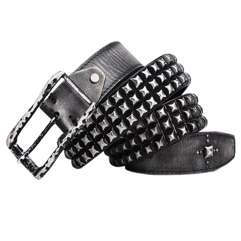 3.8CM Retro Real Genuine Leather Belt Luxury Thick Rivet Belts Men Leather Vintage Strap Male Wide Jeans Ceinture Black Waist