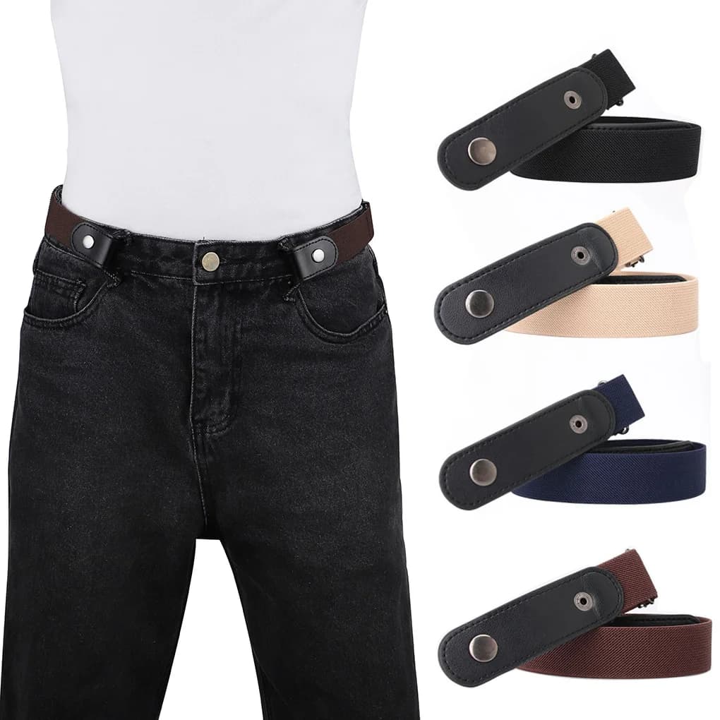 No Buckle Invisible Stretch Belt for Women Girls Jeans Pants Comfortable Adjustable Elastic Buckle-free Waist Belts