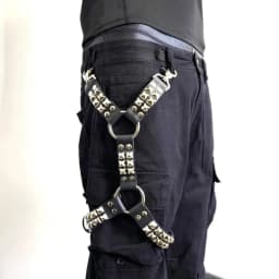 UYEE Gothic Leg For Jeans Harness Black Hip Hop Leg Strap Unisex PU Leather Rivet Belt Leg Ring Gaiter Harness Punk Belt