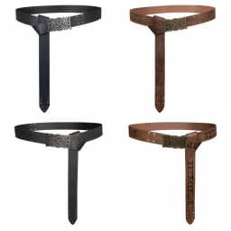 Novelty Embossed Viking Renaissance Buckle Belt PU Printing Celtic Belt Knight Leather Medieval Waistband Adult