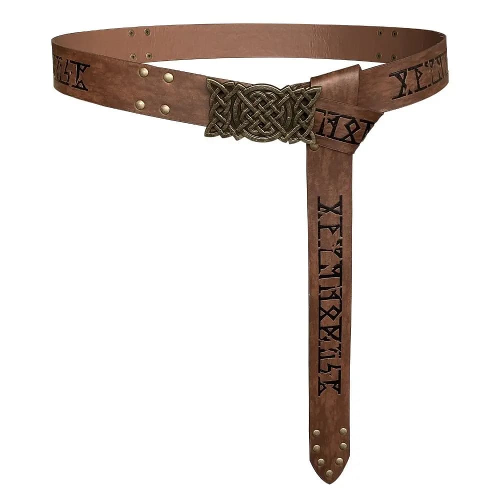 Novelty Embossed Viking Renaissance Buckle Belt PU Printing Celtic Belt Knight Leather Medieval Waistband Adult
