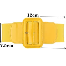 New Design Wide 7.5cm Waist Cover Women Blue Orange Belt Tight Sweater Coat Dress Stretch Yellow Metal Square Buckle Elastic
