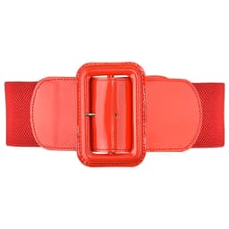 New Design Wide 7.5cm Waist Cover Women Blue Orange Belt Tight Sweater Coat Dress Stretch Yellow Metal Square Buckle Elastic