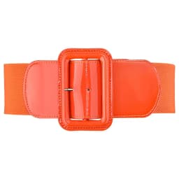 New Design Wide 7.5cm Waist Cover Women Blue Orange Belt Tight Sweater Coat Dress Stretch Yellow Metal Square Buckle Elastic