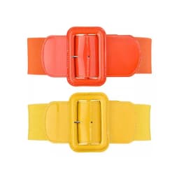 New Design Wide 7.5cm Waist Cover Women Blue Orange Belt Tight Sweater Coat Dress Stretch Yellow Metal Square Buckle Elastic