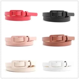Wholesale Square Buckle Without Holes Ladies Black/white/red Pu Leather Fashion Female Fine Belt for Jeans Dress Decoration