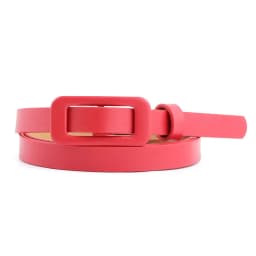 Wholesale Square Buckle Without Holes Ladies Black/white/red Pu Leather Fashion Female Fine Belt for Jeans Dress Decoration