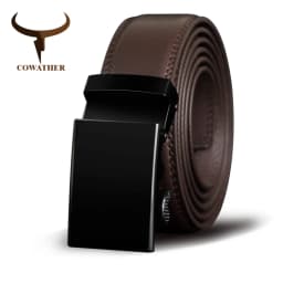 COWATHER Men Belt Cow Genuine Leather Male Strap Cowskin Automatic Buckle Belts Cowhide Alloy Buckle Men Straps Newest Waistband
