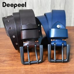 4.3cm*105-125cm Men's Cowskin Belt Genuine Leather Crafts Jeans Belts Double Pin Buckle Luxury Designer Waistband for Men Gift