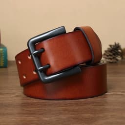 4.3cm*105-125cm Men's Cowskin Belt Genuine Leather Crafts Jeans Belts Double Pin Buckle Luxury Designer Waistband for Men Gift
