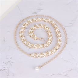 Luxury Designer Braided Corset Belt Girdle Gold Metal Chain Belts for Women Pearl Waistband Dress Jeans Elegant Chain Straps