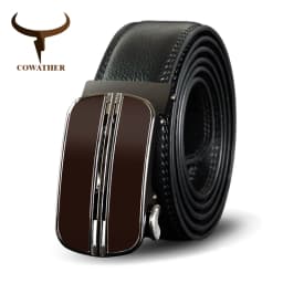 COWATHER Belt For Men Cow Genuine Leather Men Belt New Arrival Brown Automatic Buckle Male Strap Top Quality Cowhide Male Belts