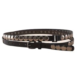 New Arrival Y2K Harajuku Punk Style Rivet Decoration Thin Belt For Women High Street Spice Girl Double Loop Waistband Cinturones