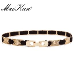 Luxury Metal Elastic Fabric Belts For A Dress High Fashion Geometrical Lines Female Belt Punk Ceinture Elegant Women's Belt