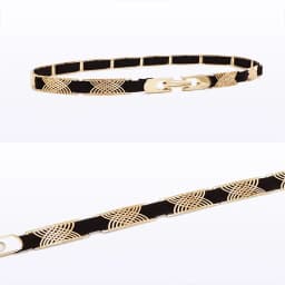 Luxury Metal Elastic Fabric Belts For A Dress High Fashion Geometrical Lines Female Belt Punk Ceinture Elegant Women's Belt