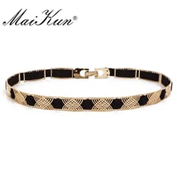 Luxury Metal Elastic Fabric Belts For A Dress High Fashion Geometrical Lines Female Belt Punk Ceinture Elegant Women's Belt