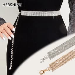 Herhsine 1-Piece Plus Size Women's Fashion Rhinestone-Embellished Wide Waist Chain, Elegant Party Dress Accessory, Spring, Summer